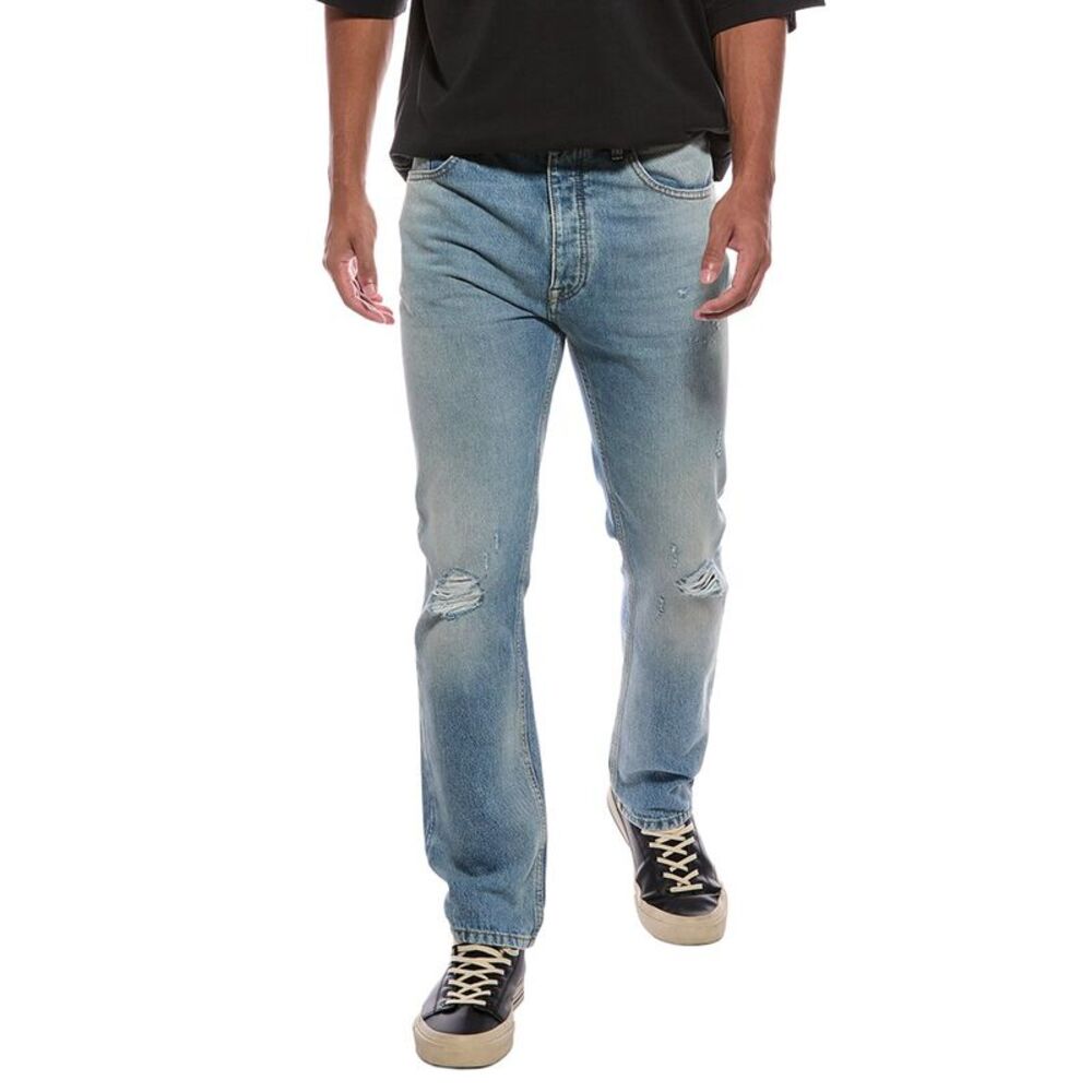 Palm Angels Mens  Monogram Regular Straight Jean, Grey